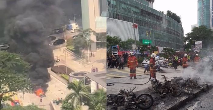 மோட்டார் சைக்கிள்கள் எரிப்பு ஆடவர் கைது