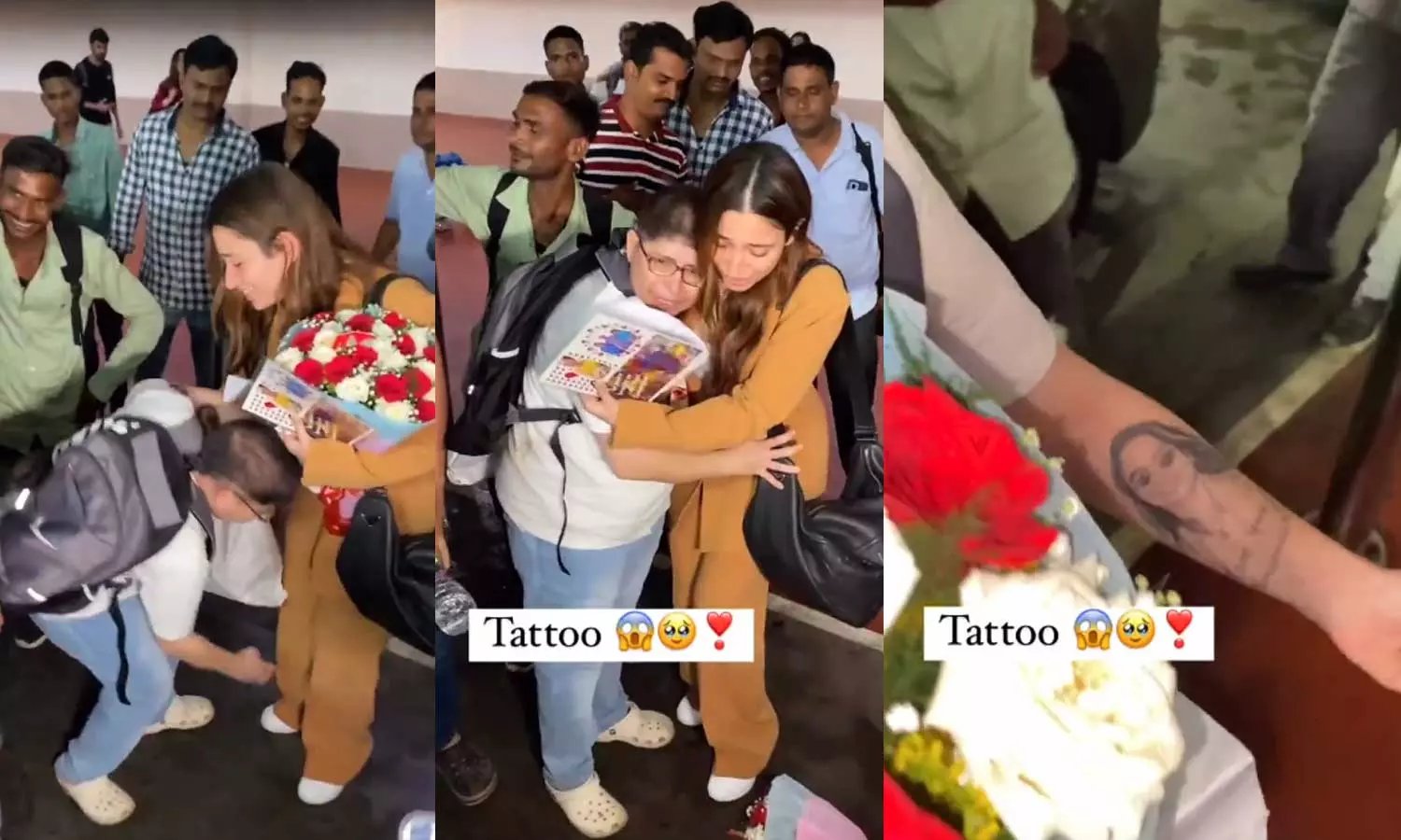 காலில் விழுந்த ரசிகர்.. கண்கலங்கி கட்டியணைத்த தமன்னா