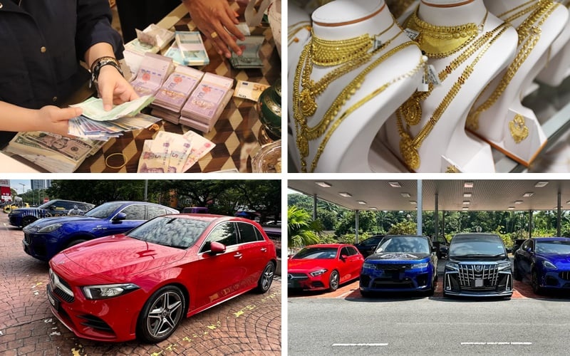 பிடிபட்ட டத்தோ மற்றும் அவரின் சகாக்களிடமிருந்து 3 கோடியே 80 லட்சம் வெள்ளி ரொக்கப் பணம் 200 கிலோ தங்கம் 17 ஆடம்பரக் கார்கள் பறிமுதல்