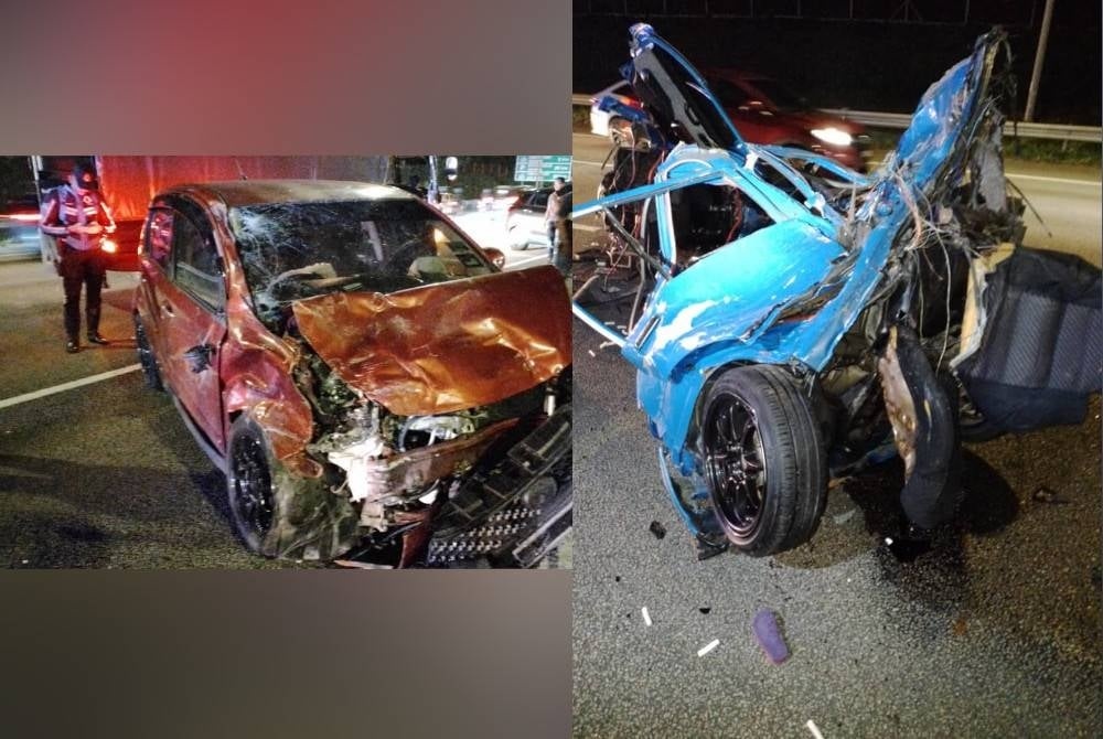 டயர் வெடித்து கார் விபத்துக்குள்ளானதில் தந்தையும் மகனும் மரணம்