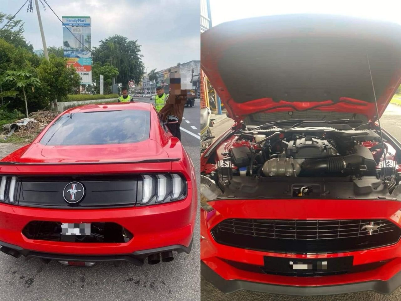 போலி எண் பட்டை பயன்பாடு - ஃபோட் முஸ்தாங் கார் பரிமுதல்