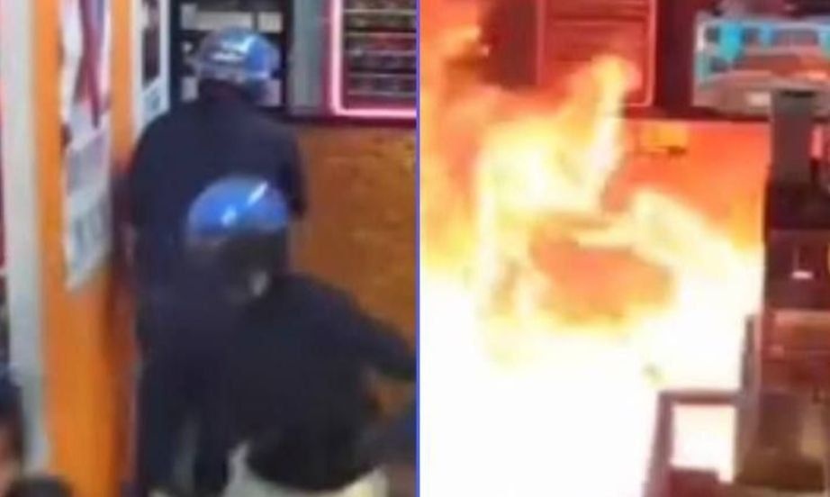 மின் சிகரெட் கடைக்குத் தீ வைத்தவர்களை காவல் துறை தேடுகிறது