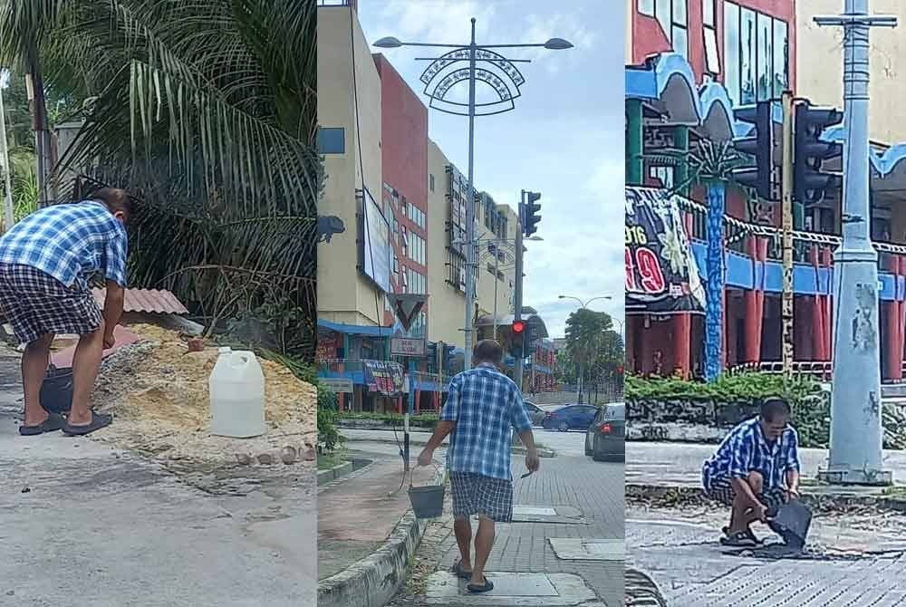 சாலையை சொந்தமாக பழுது பார்த்த "அங்கிள்"