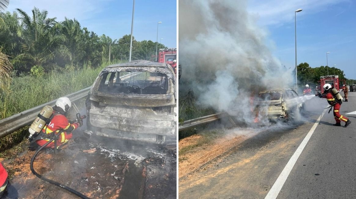 கார் தீப்பிடித்து எரிந்ததில் ஆடவர் உயிர் தப்பினார்