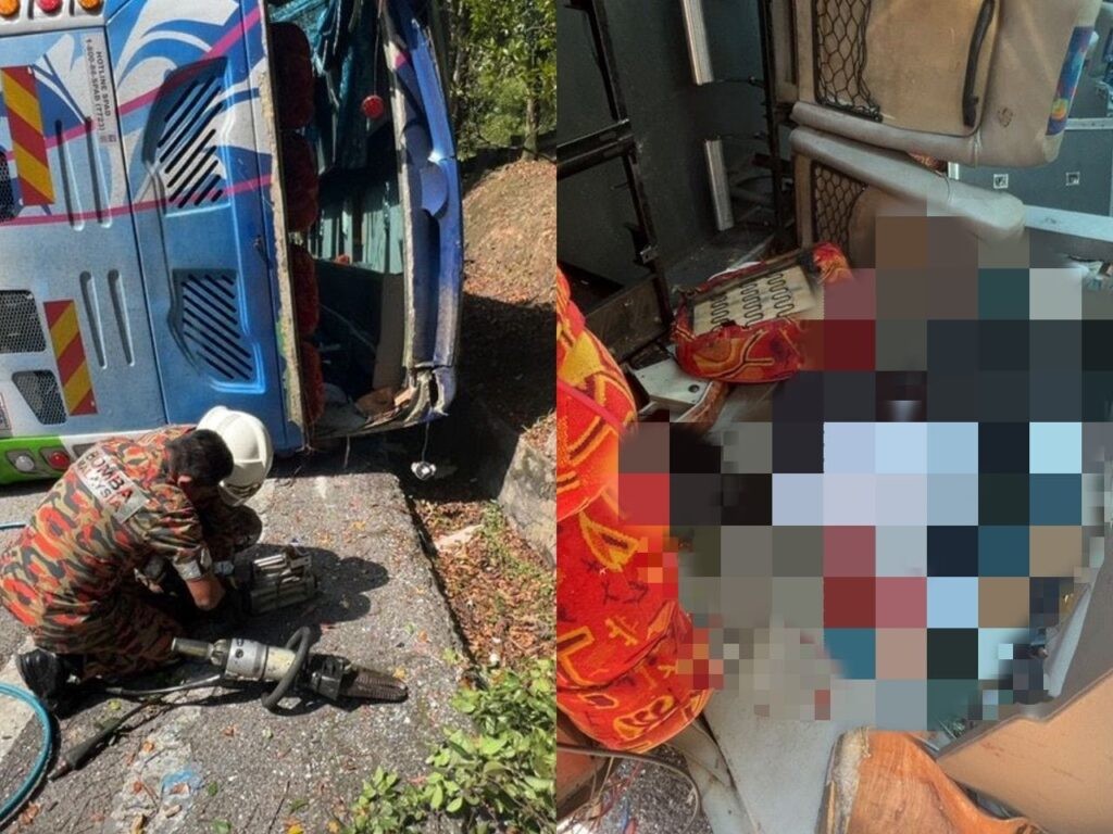 சுற்றுலா பேருந்து கவிழ்ந்ததில் இருவர் பலி 19 பேர் உயிர் தப்பினர்