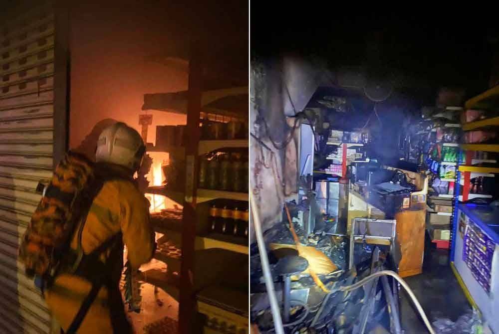 கடையில் ஏற்பட்ட தீ; தம்பதியர் மூச்சு திணறலுக்கு ஆளாகினர்.