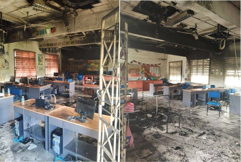 தீ விபத்தில் பள்ளியின் கணினி அறை அழிந்தது