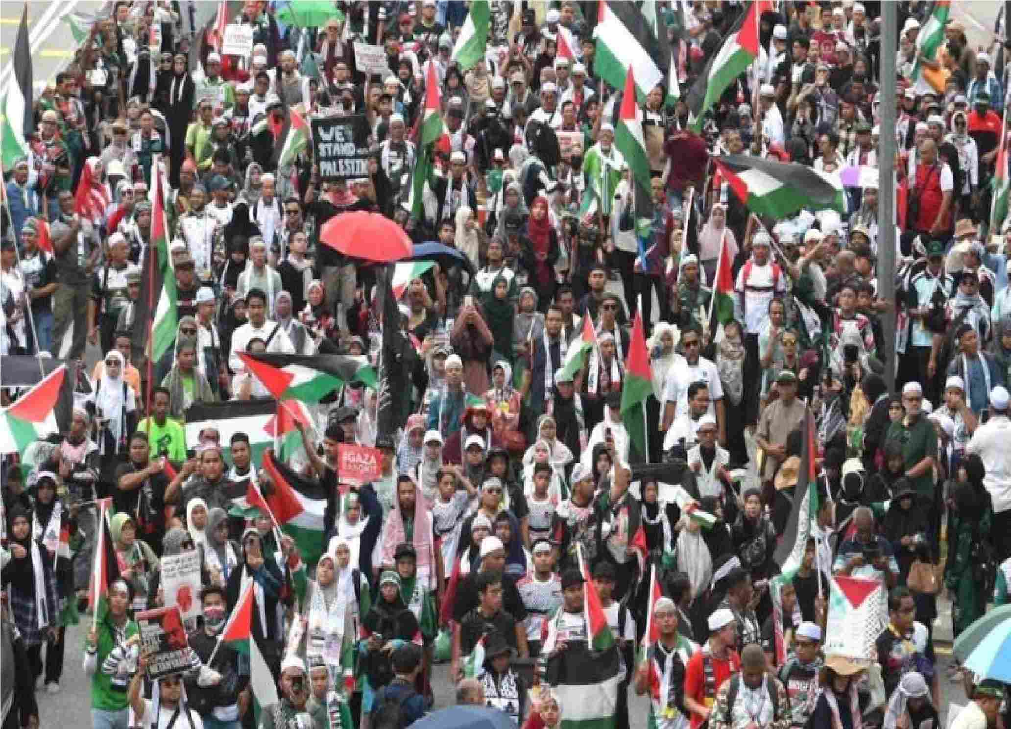 பாலஸ்தீனர்களுக்கு ஆதரவு தெரிவிக்கும் பேரணி