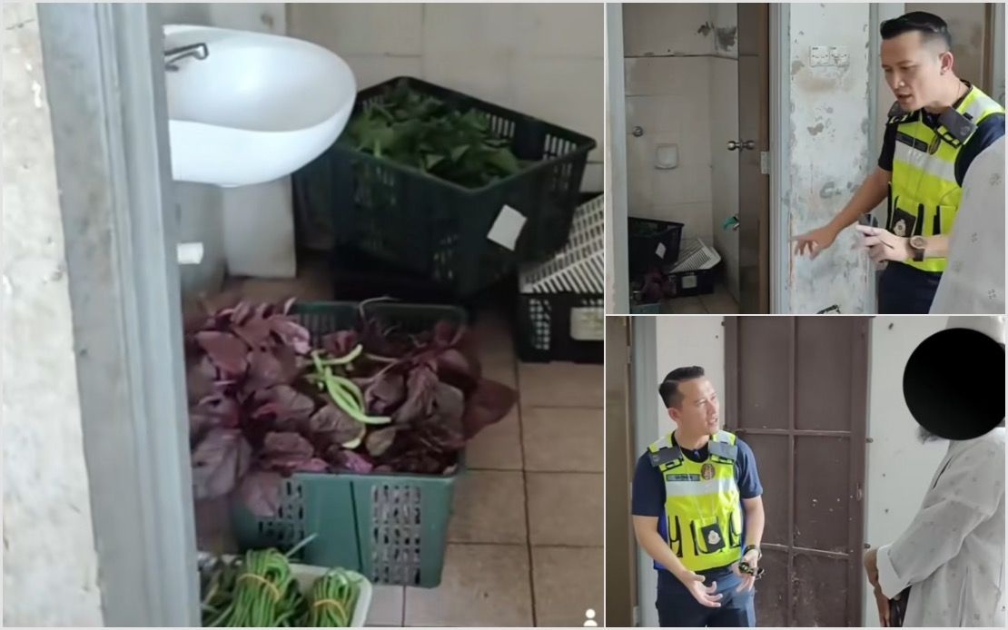 காய்கறிகளை கழிப்பறையில் சேமித்து வைத்திருந்தது கண்டுபிடிக்கப்பட்டது