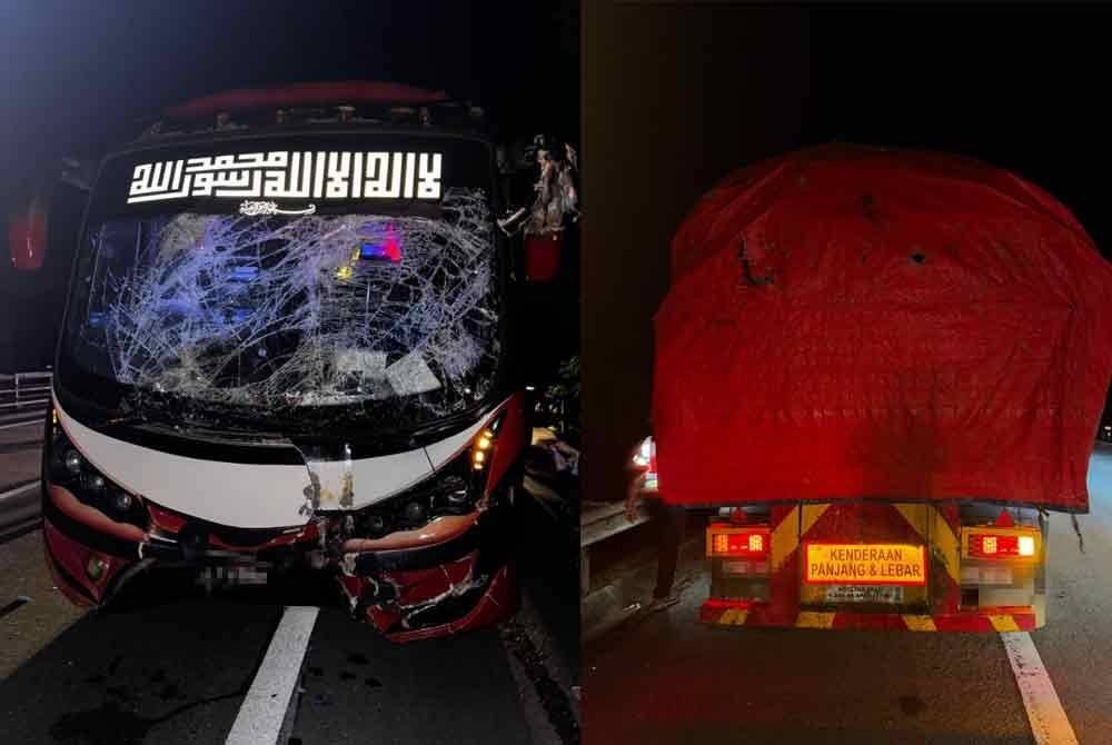 சுற்றுலா பேருந்து, டிரெய்லர் லோரியில் மோதியது