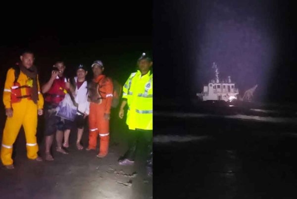 மூழ்கும் இழுவை படகிலிருந்து நால்வர் காப்பாற்றப்பட்டனர்