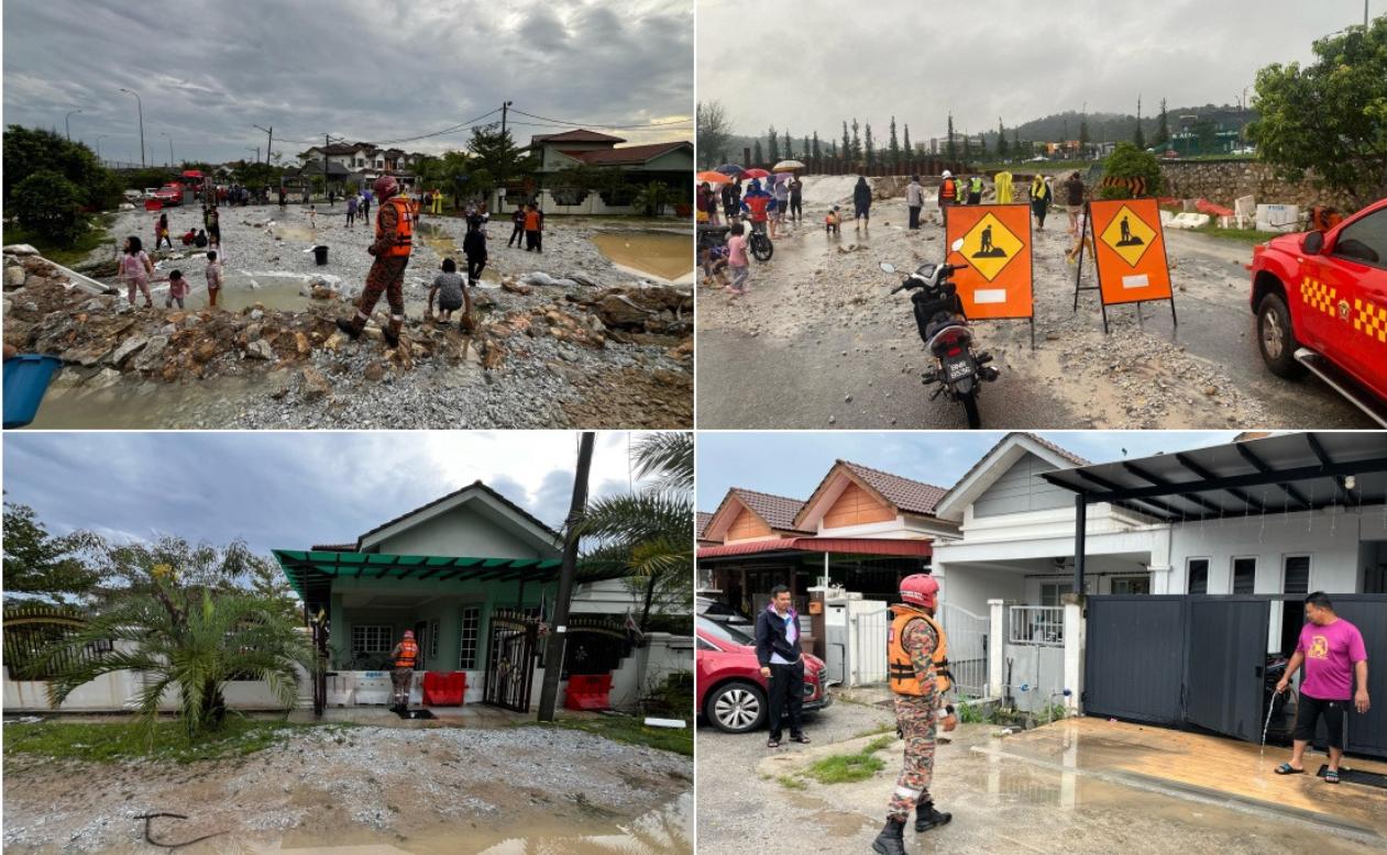 நீர் சேமிப்புக் குளத்தின் கட்டுமானம் இடிந்து விழுந்ததில் வீடுகள் வெள்ளக் காடானது