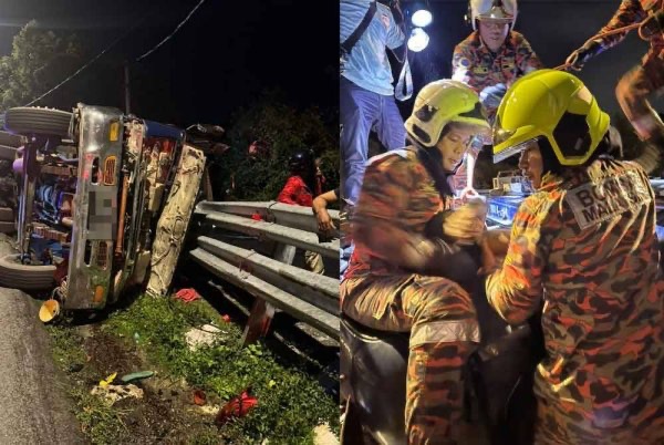 லோரி கவிழ்ந்ததில் ஓட்டுநர் பலி