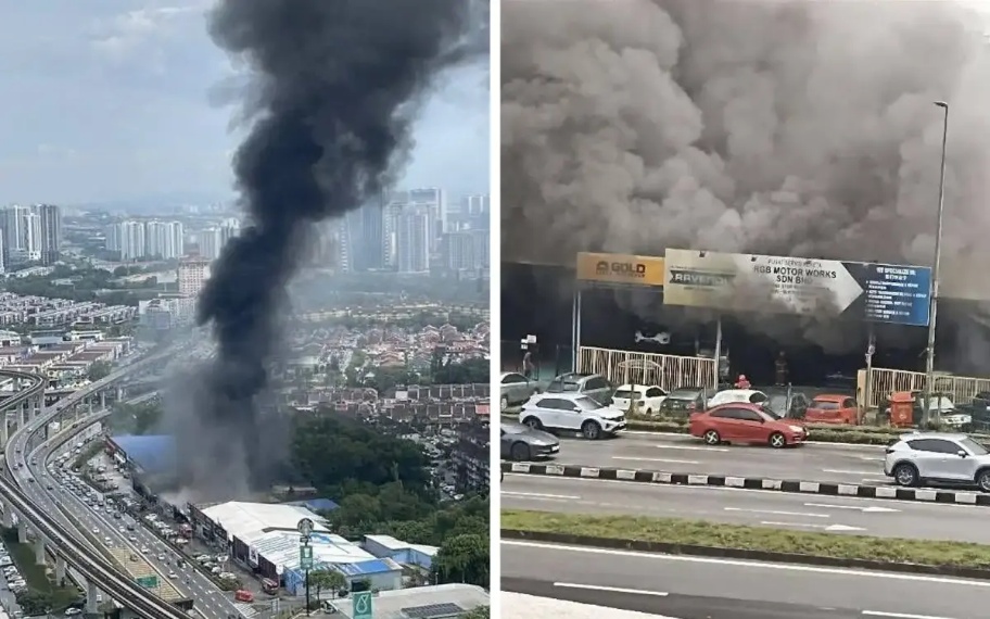 கார், மோட்டார் சைக்கிள் பழுது பார்க்கும் பட்டறை தீயில் சேதம்