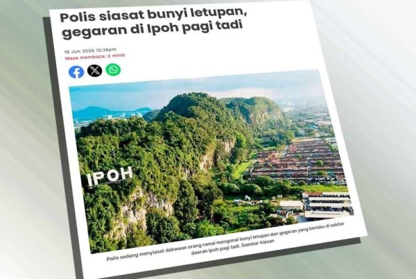 ஈப்போவை உலுக்கிய அதிர்வு: போலீசார் விசாரணையைத் தொடங்கினர்