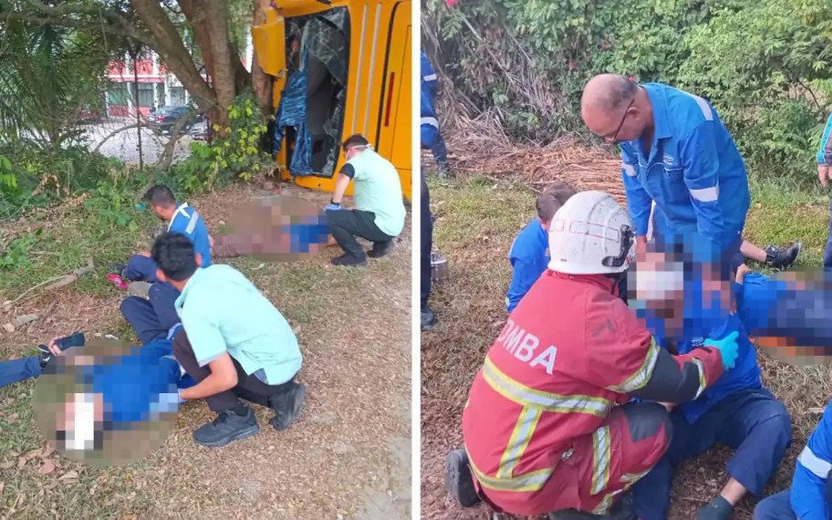 பேருந்து கவிழ்ந்ததில் 33 அந்நிய நாட்டவர்கள் காயம்