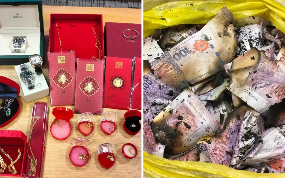 எஸ்பிஆர்எம் சோதனையின் போது சந்தேக நபர் கிட்டத்தட்ட ஒரு மில்லியன் பணத்தைத் தீயிட்டுக் கொளுத்தினார்