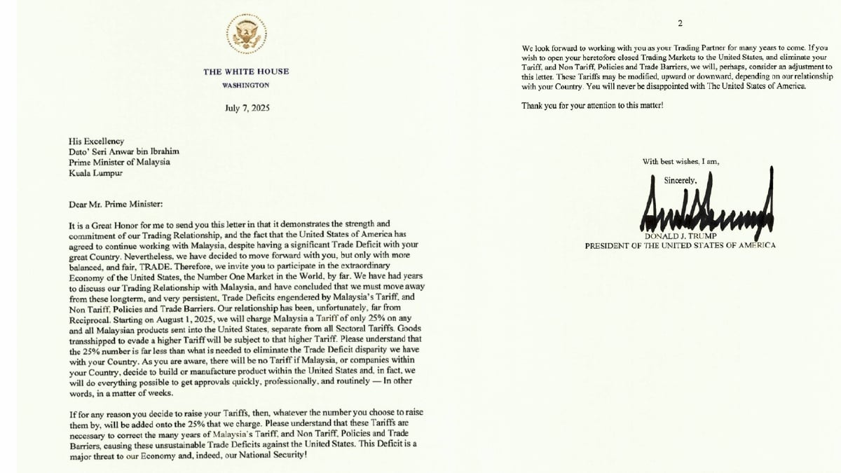 மலேசியா மீதான இறக்குமதி வரி 25 விழுக்காடாகும்