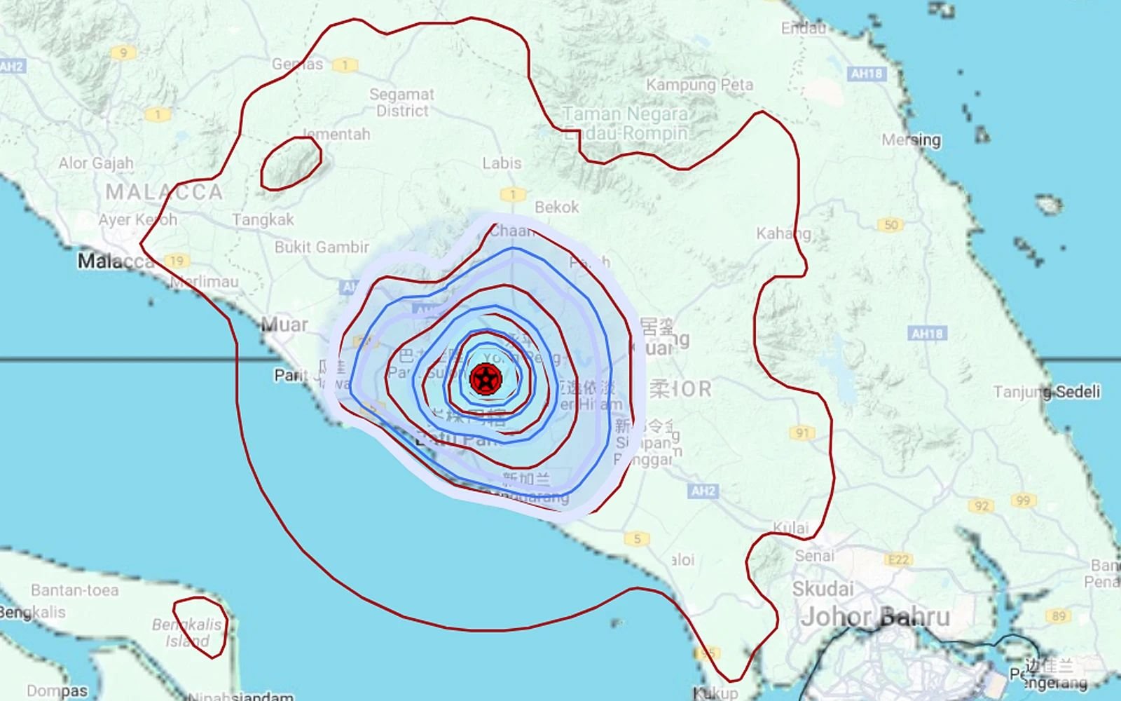 ஜோகூரில் மீண்டும் மிதமான நில நடுக்கம் : பத்து பஹாட் குலுங்கியது
