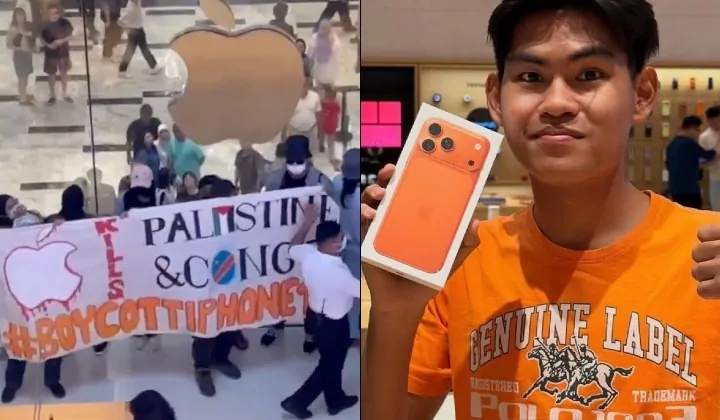ஐபோன் 17-ஐப் புறக்கணிக்கக் கோரி கோலாலம்பூர் வணிக வளாகத்தில் பாலஸ்தீன ஆதரவாளர்கள் கோஷம்