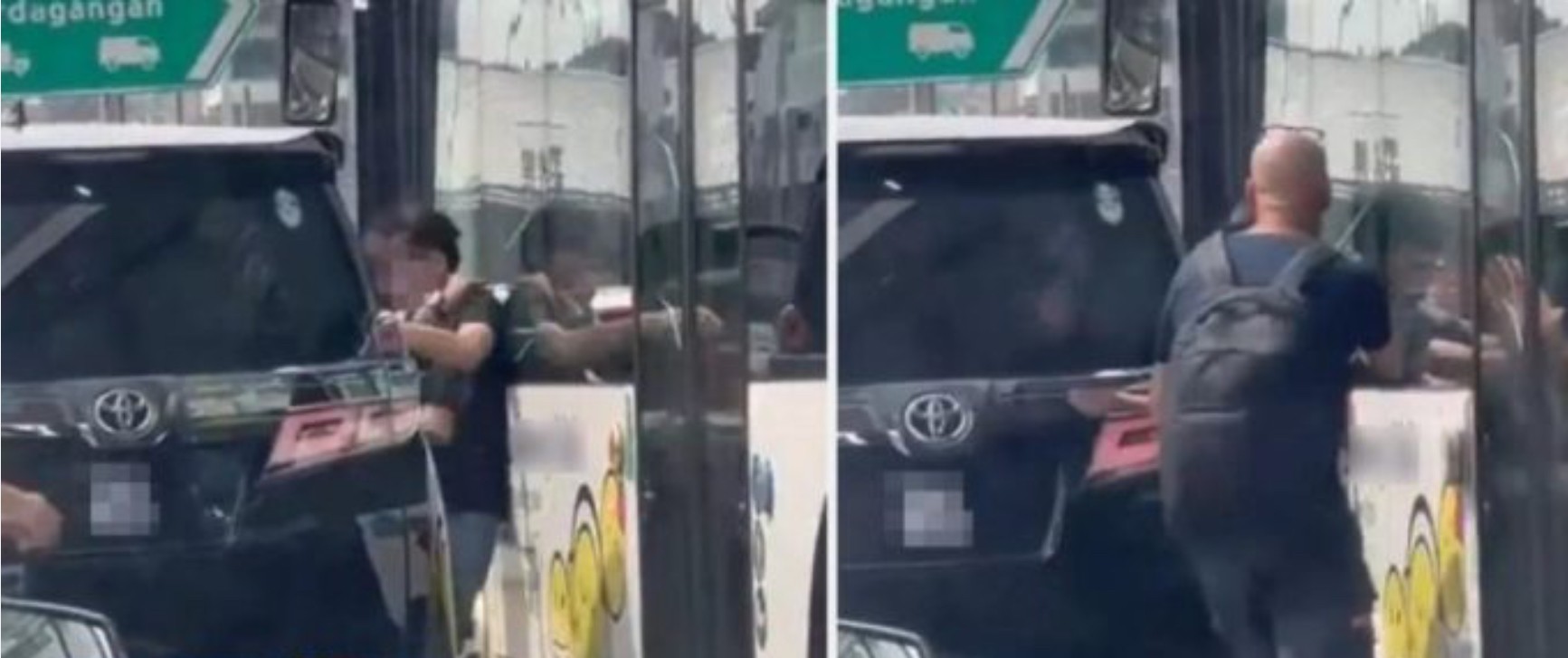 சுல்தான் இஸ்கண்டார் கட்டடச் சோதனைச் சாவடியில் இரண்டு வாகமோட்டிகள் சண்டையிட்டுக் கொண்டனர்