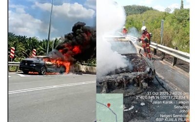 திடீரென்று கார் தீப் பிடித்துக் கொண்டதில் ஆடவர் உயிர் தப்பினார்