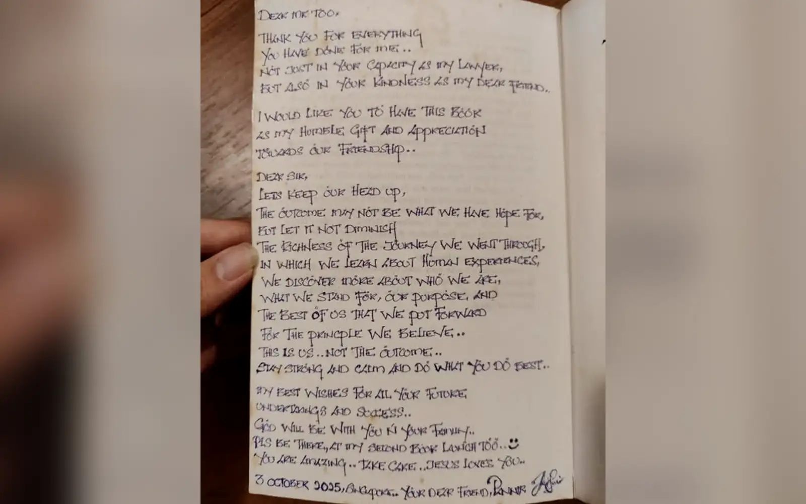 பன்னீர் செல்வம் எழுதிய ஆகக் கடைசியான கடிதம் வெளியிடப்பட்டது