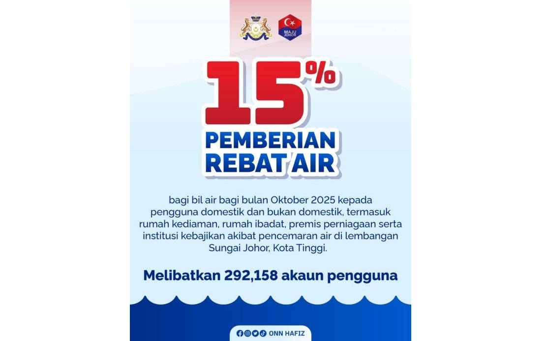 நீர்த் தூய்மைக்கேட்டினால் பாதிக்கப்பட்ட மக்களுக்கு நீர் கட்டணத்தில் 15 விழுக்காடு கழிவு