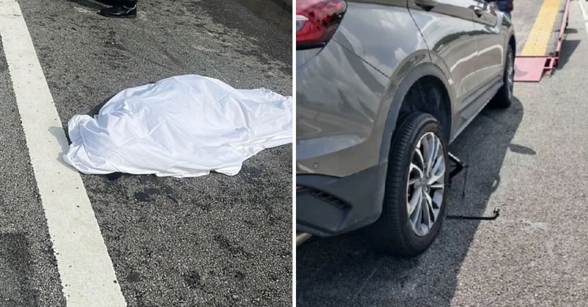 காரின் டயரை மாற்றிக் கொண்டு இருந்த மாது மீது லோரி மோதியது