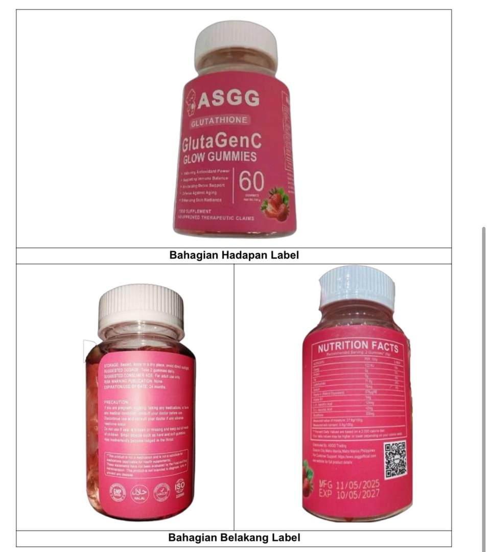 அவசர எச்சரிக்கை: ASGG Gluta Genc Glow Gummies தடை! விற்பனை செய்தால் அபராதம்