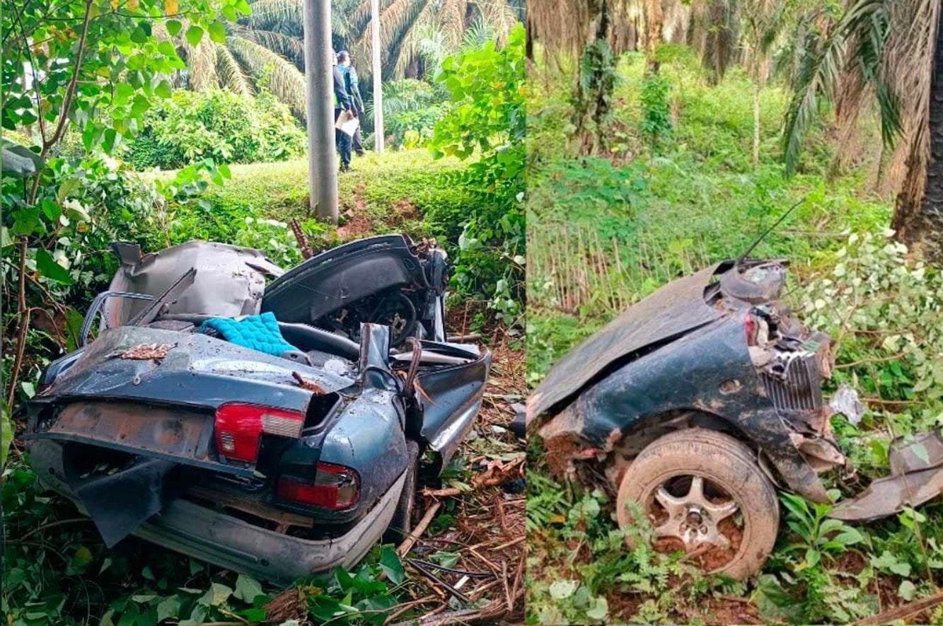 கார் இரண்டு துண்டானது, ஆடவர் மரணம்