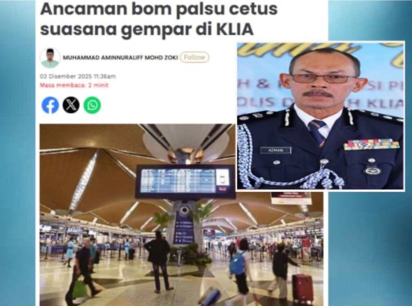 கே.எல்.ஐ.ஏ. விமான நிலையத்தில் வெடிகுண்டு புரளி, குற்றத்தன்மையில்லை