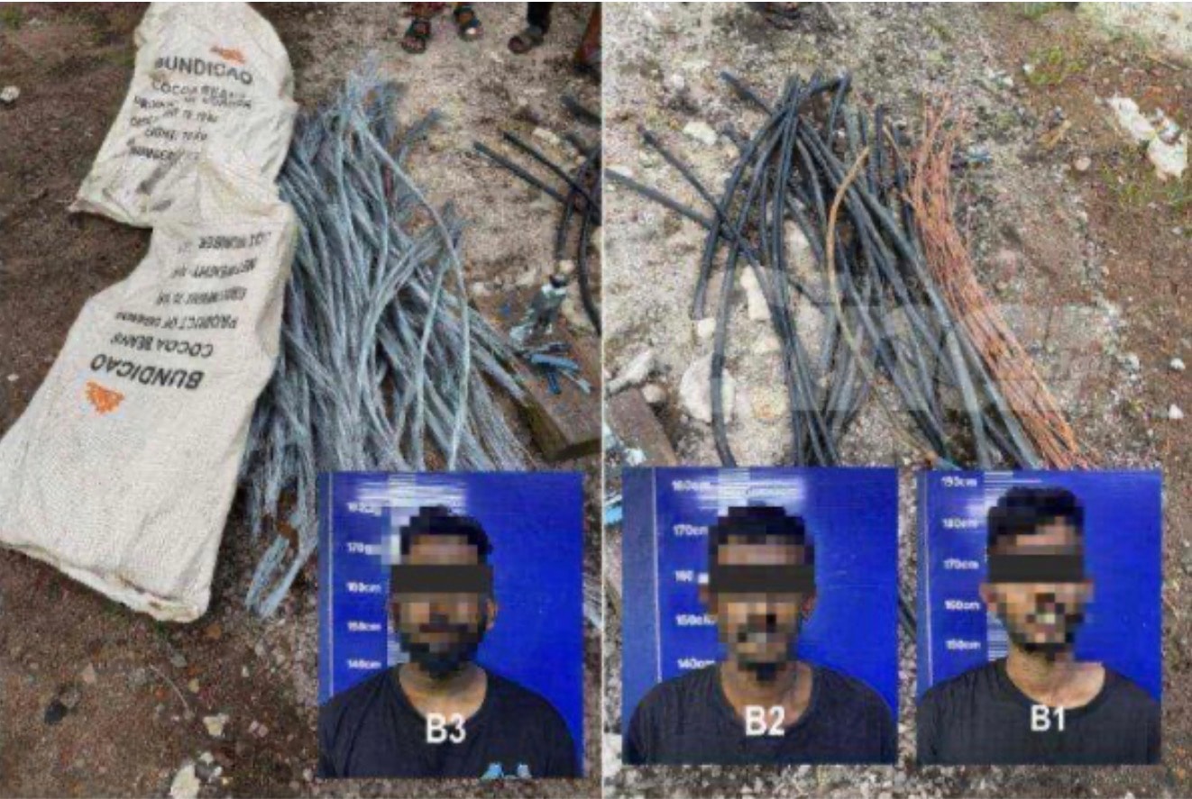 மூன்று கேபள் திருடர்களைப் போலீசார் வளைத்துப் பிடித்தனர்