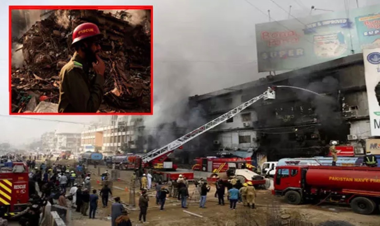 பாகிஸ்தான் வணிக வளாகத் தீ விபத்து: பலி எண்ணிக்கை 61 ஆக உயர்வு