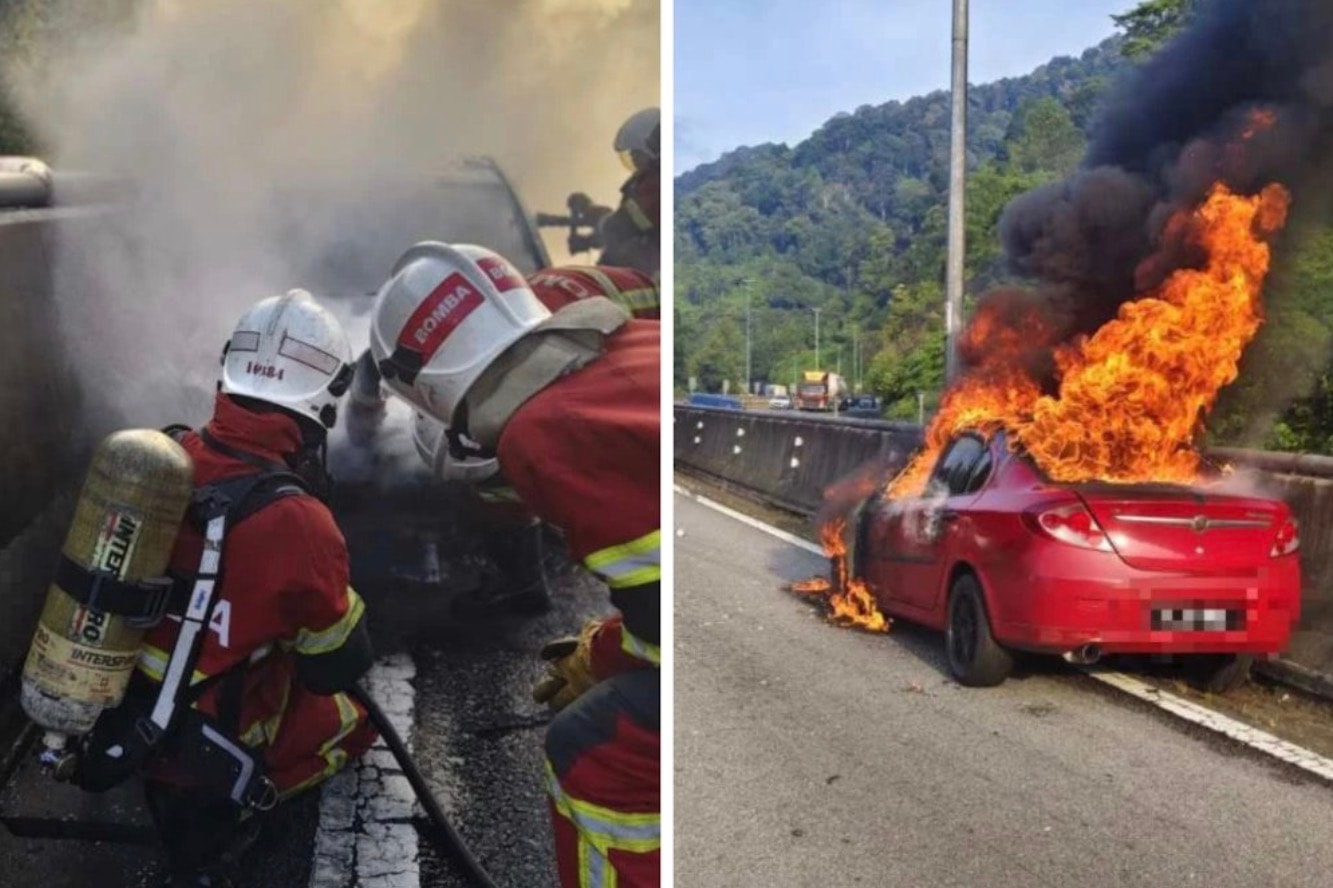 கார் தீப்பிடித்து எரிந்ததில் தம்பதி காயம்