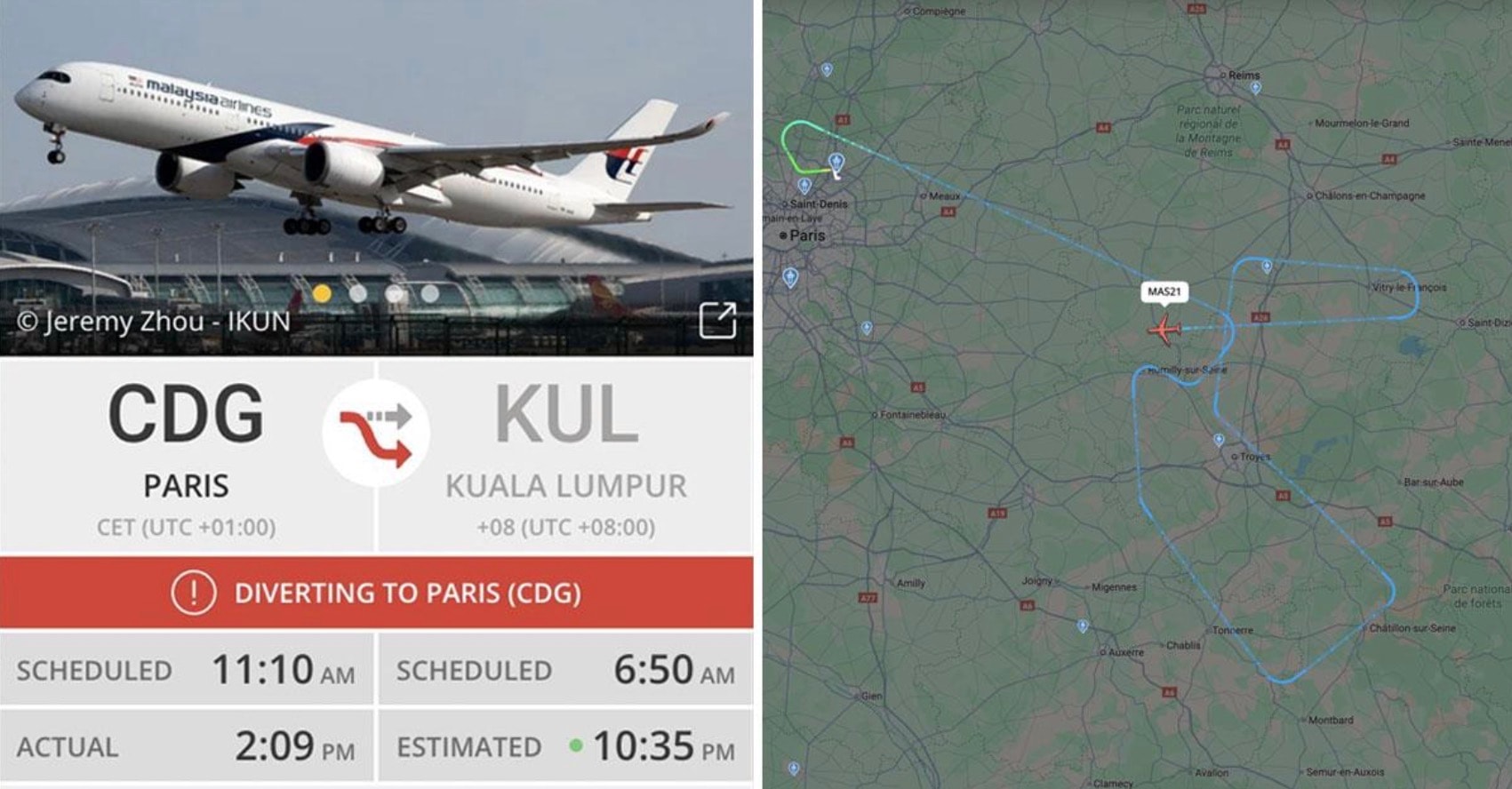 எஞ்சின் கோளாறு: பாரீஸ் விமான நிலையத்திற்கே திரும்பிய மலேசிய ஏர்லைன்ஸ் விமானம்