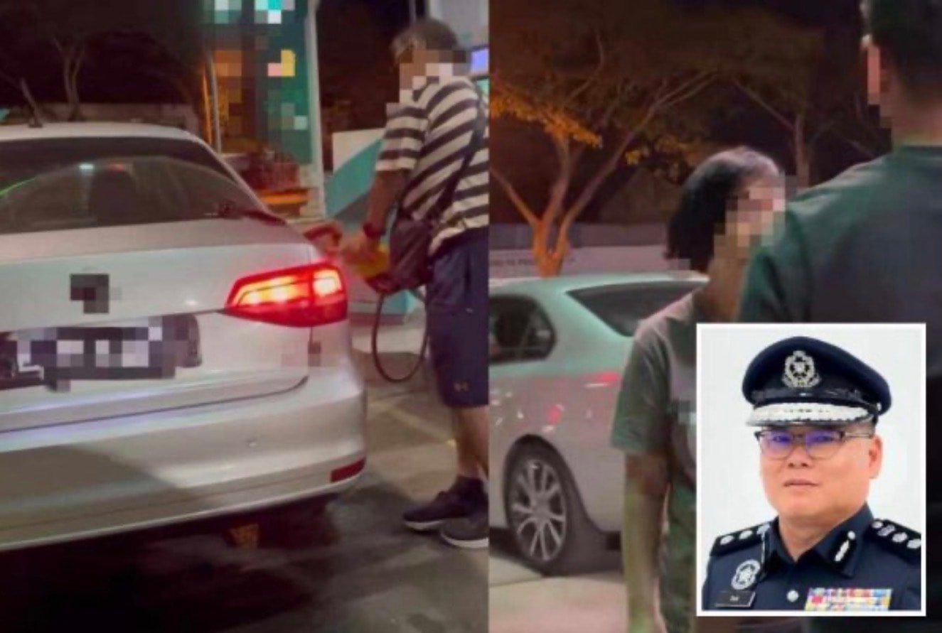 வாகனப் பதிவு எண் பட்டையை மறைத்து பெட்ரோல் திருடிய நபர் சிக்கினார்