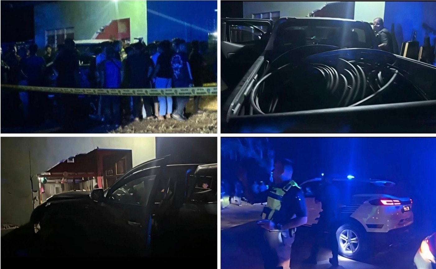 கெரினாய் கேபிள் திருட்டு: போலீஸ் வாகனத்தை நோக்கிப் பொருட்களை வீசி எறிந்த இருவர் தப்பியோட்டம்