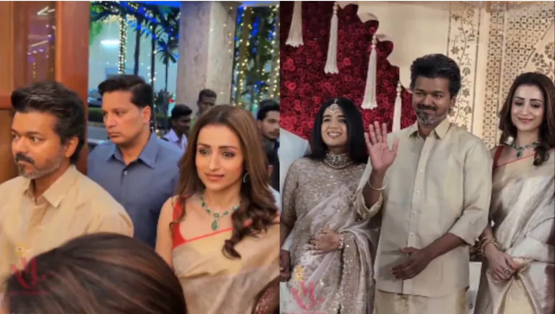 தயாரிப்பாளர் இல்லத் திருமண விழாவில் விஜய், திரிஷா ஜோடியாகப் பங்கேற்பு