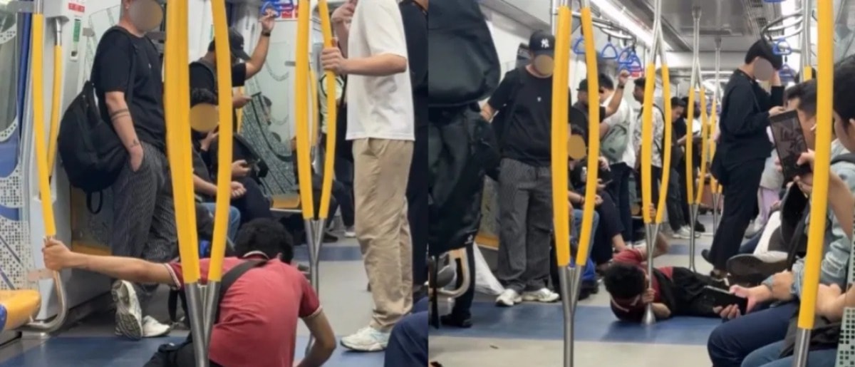 எம்.ஆர்.டி ரயிலில் விசித்திரமான செயல்: இரும்புத் தூணை கடித்த நபரால் பயணிகள் அதிர்ச்சி