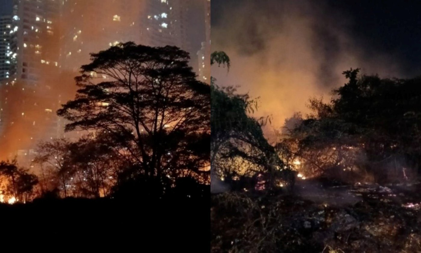ஜோகூர் லிடோ கடற்கரையில் புல்வெளியில் தீ - குடியிருப்பாளர்கள் பீதி