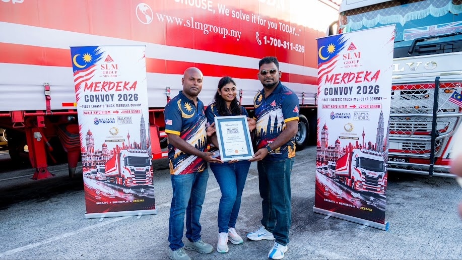 மெர்டேகாவை முன்னிட்டு மெகா டிரக் அணிவகுப்பு! — “FIRST MERDEKA CONVOY TRUCK MALAYSIA” சாதனையில் SLM GROUP நிறுவனம்